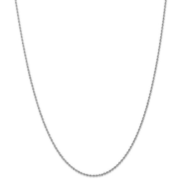 1.5mm, 14k White Gold, Handmade D/C Solid Rope Chain Necklace, 30 Inch